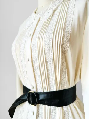 1980s Cream Lace Long Sleeve Blouse  - Sz. S/M