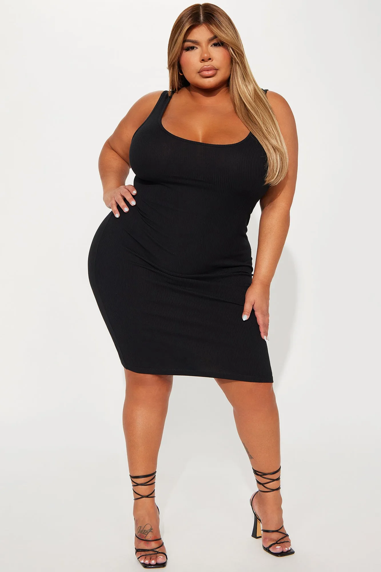A Must Have Ribbed Mini Dress - Black