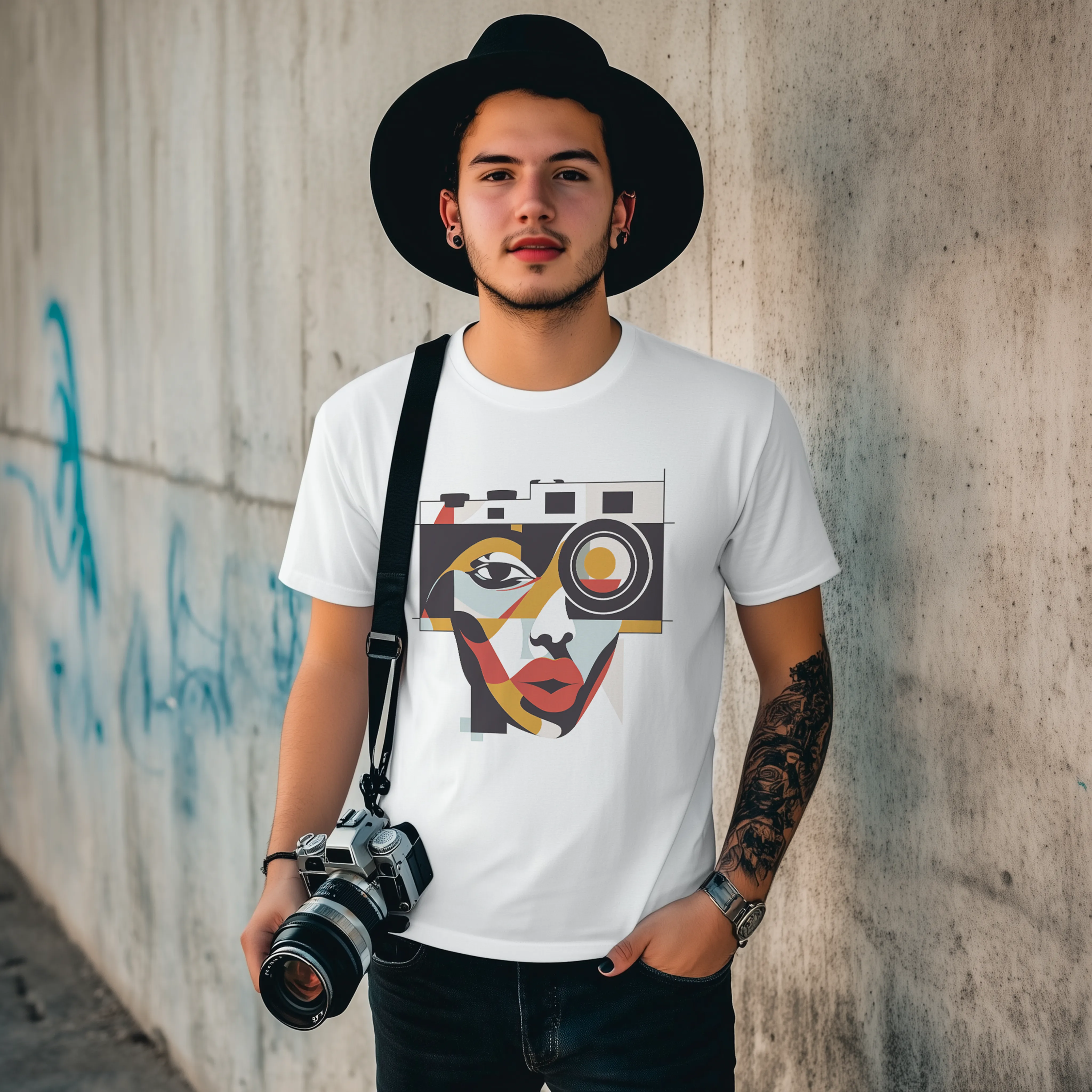 Artistic Woman Portrait Camera T-Shirt