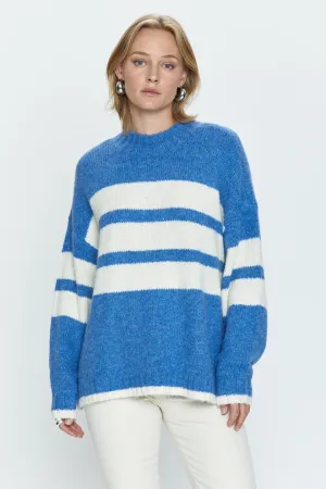 Carlen Mock Neck Sweater	Campanula - White Stripe