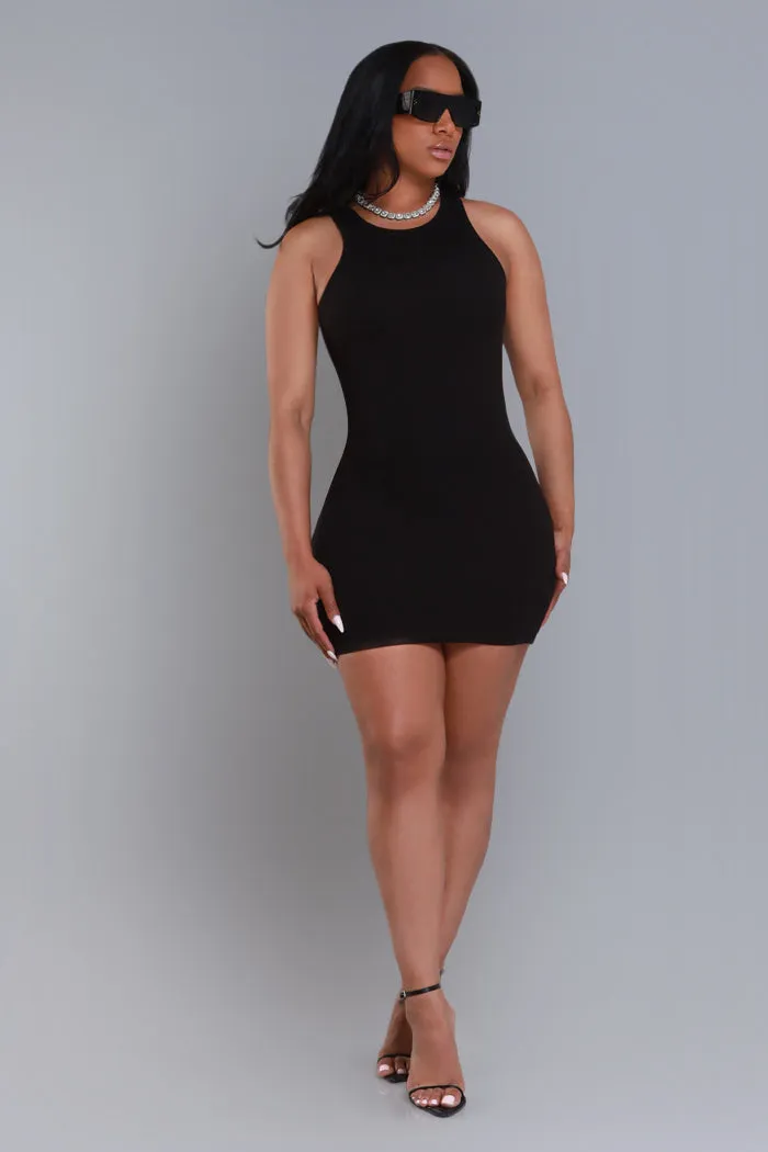 Current Mood Sleeveless Ribbed Mini Dress - Black