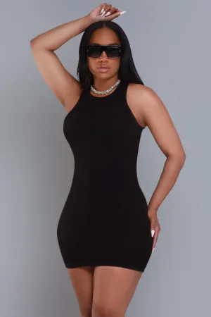 Current Mood Sleeveless Ribbed Mini Dress - Black