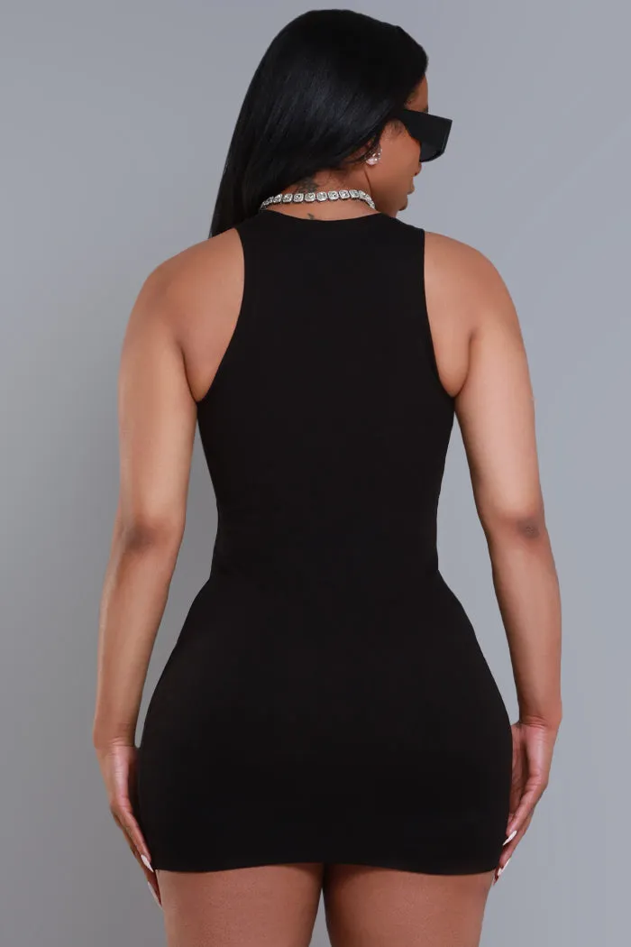Current Mood Sleeveless Ribbed Mini Dress - Black