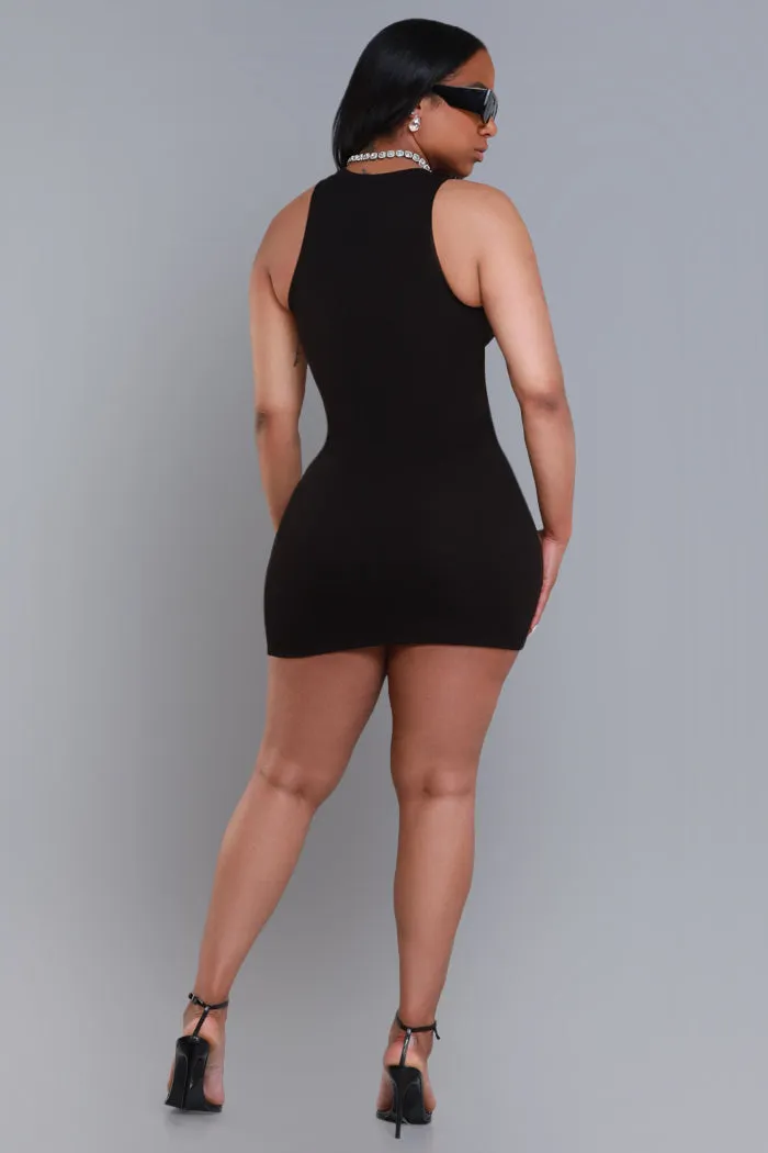 Current Mood Sleeveless Ribbed Mini Dress - Black