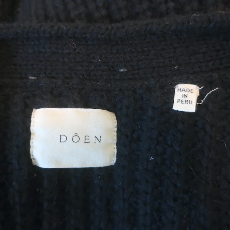 Doen Oversize Cardigan Adelia Black Ribbed Alpaca-Blend Size Medium