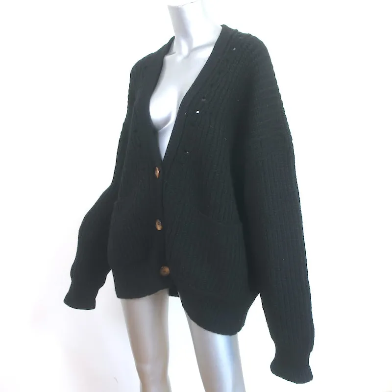 Doen Oversize Cardigan Adelia Black Ribbed Alpaca-Blend Size Medium