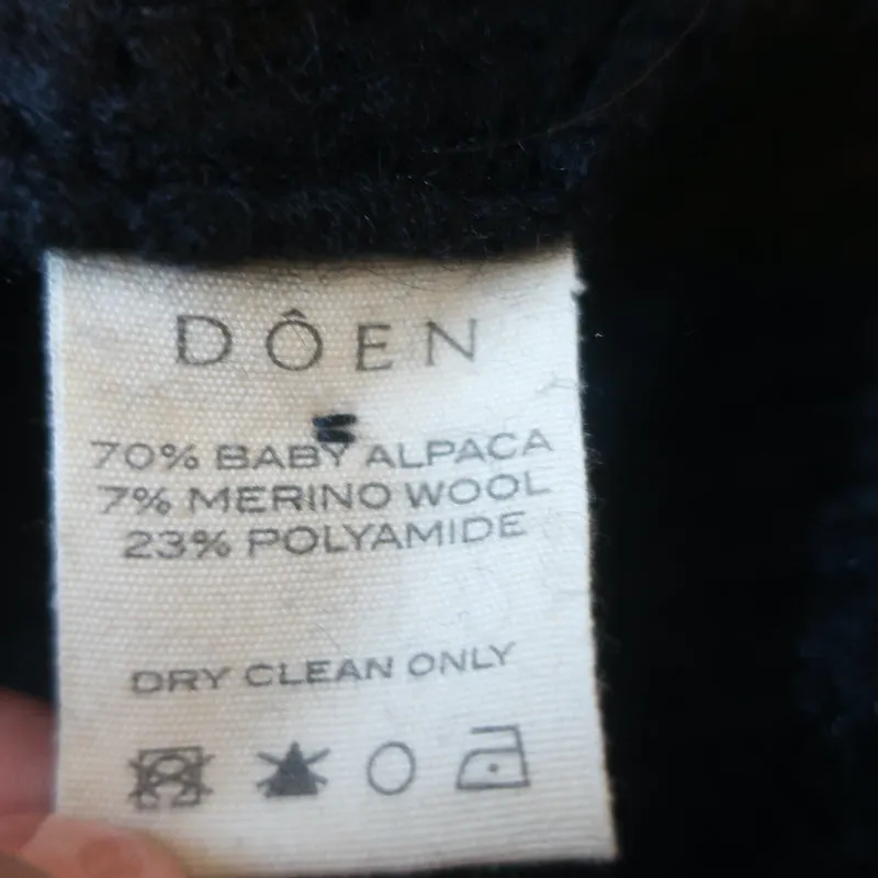 Doen Oversize Cardigan Adelia Black Ribbed Alpaca-Blend Size Medium