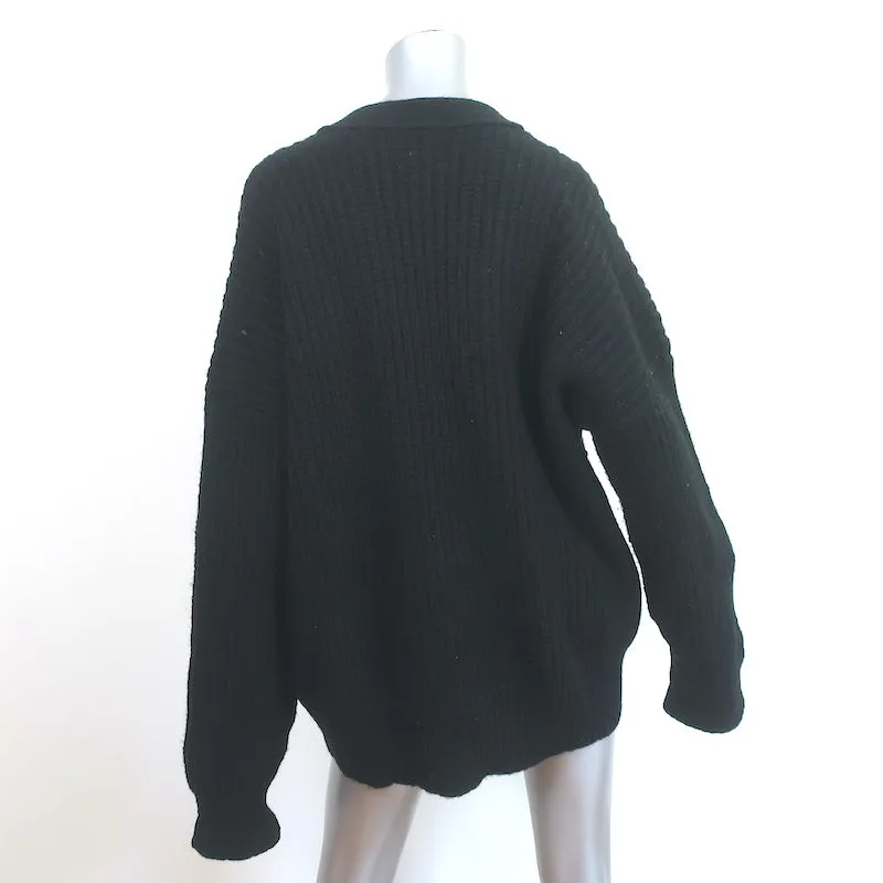Doen Oversize Cardigan Adelia Black Ribbed Alpaca-Blend Size Medium