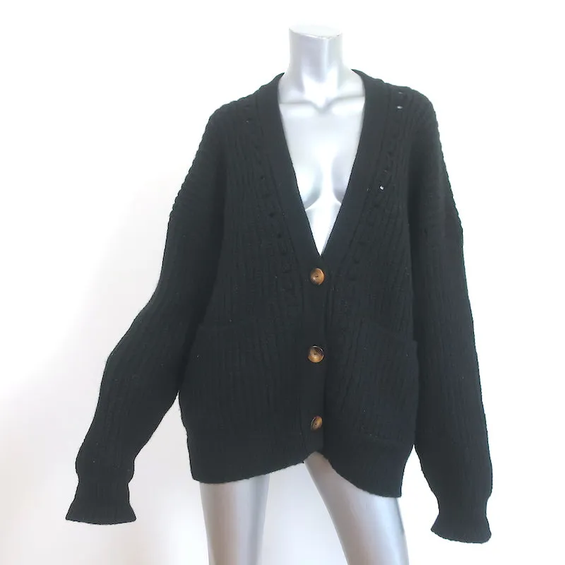 Doen Oversize Cardigan Adelia Black Ribbed Alpaca-Blend Size Medium
