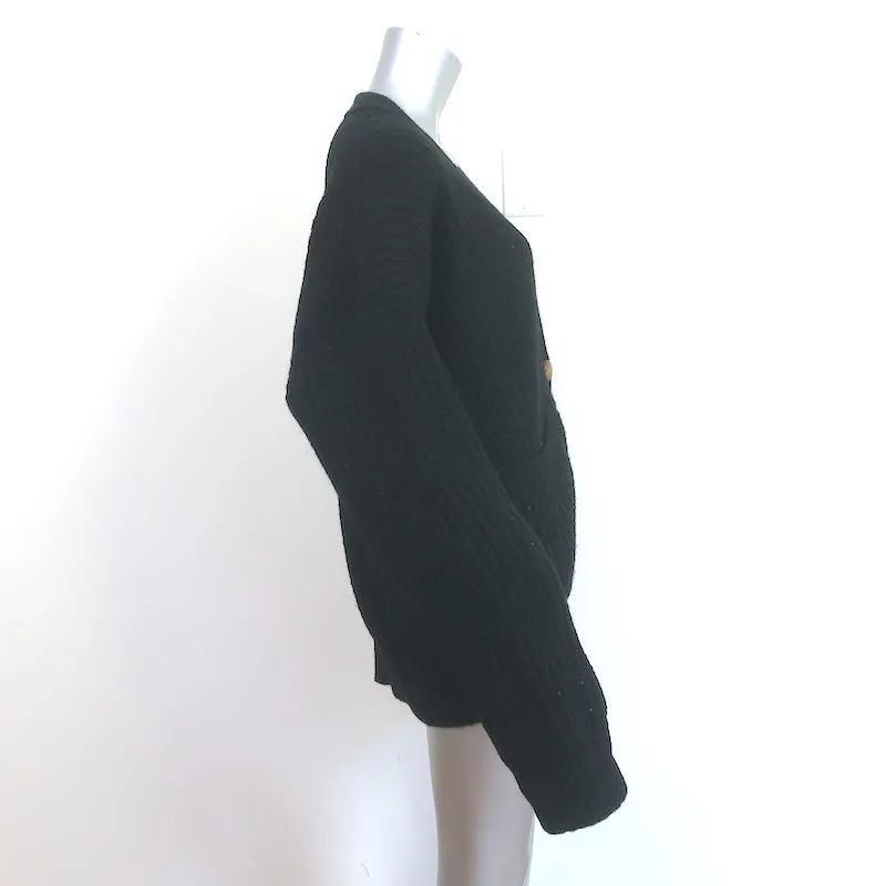 Doen Oversize Cardigan Adelia Black Ribbed Alpaca-Blend Size Medium