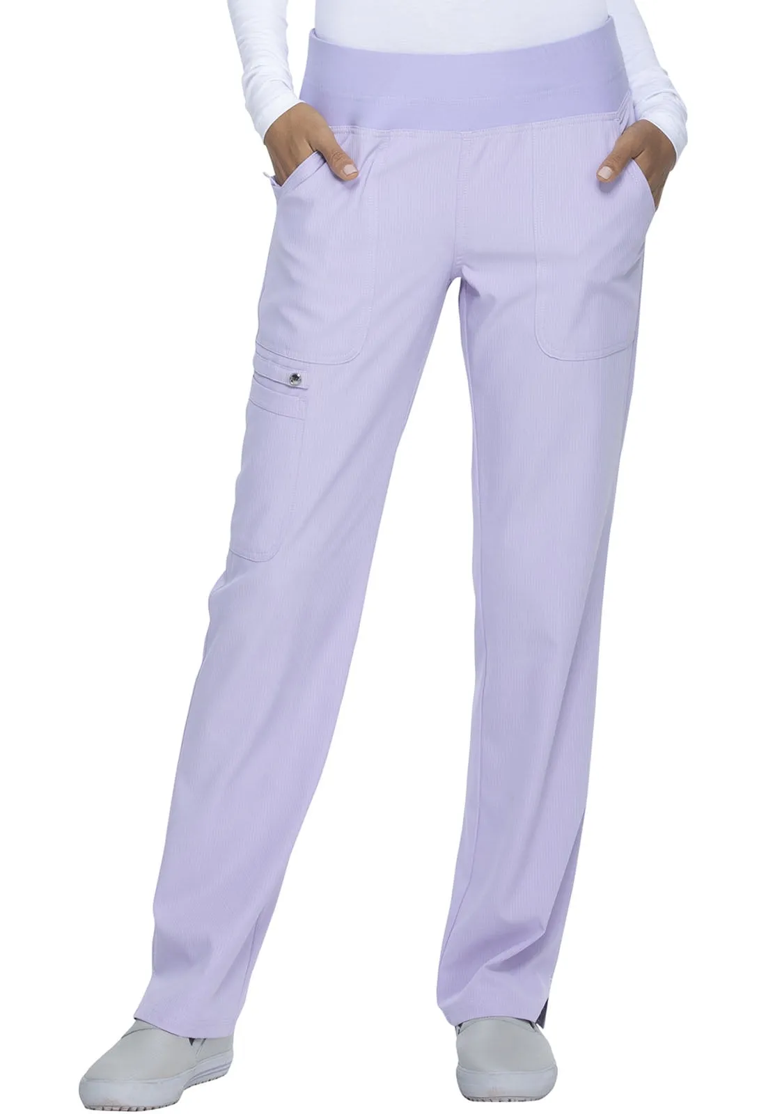 Elle Scrubs Pant for Women Mid Rise Straight Leg Pull-on EL130P, XL Petite, Lilac Sand