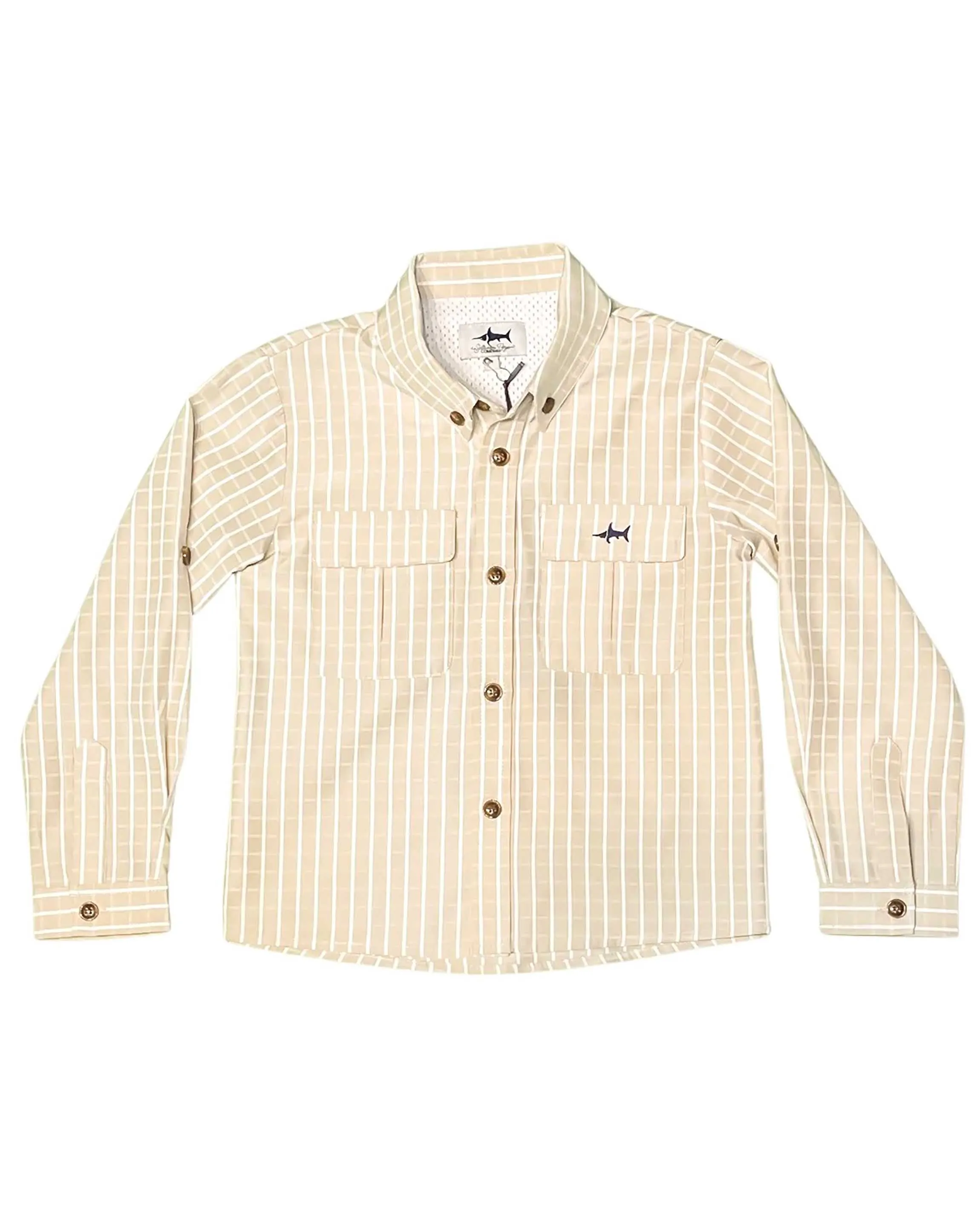 Flagler Fishing Shirt in Khaki/White Plaid