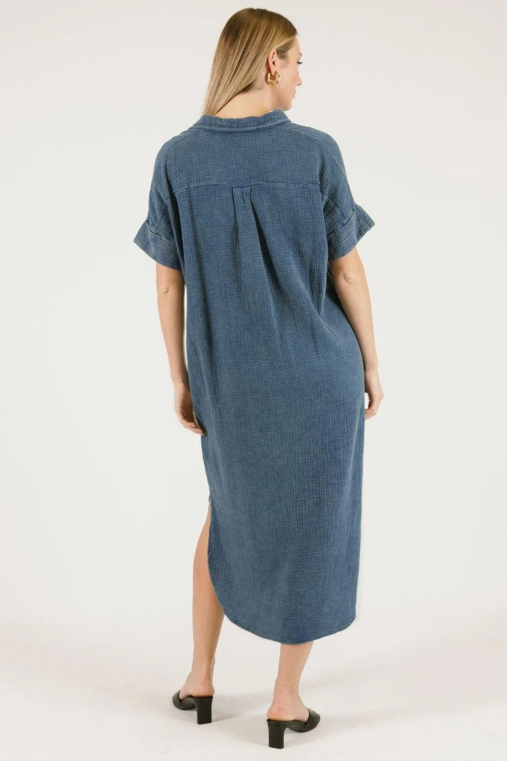 Gauze Maxi Shirt Dress
