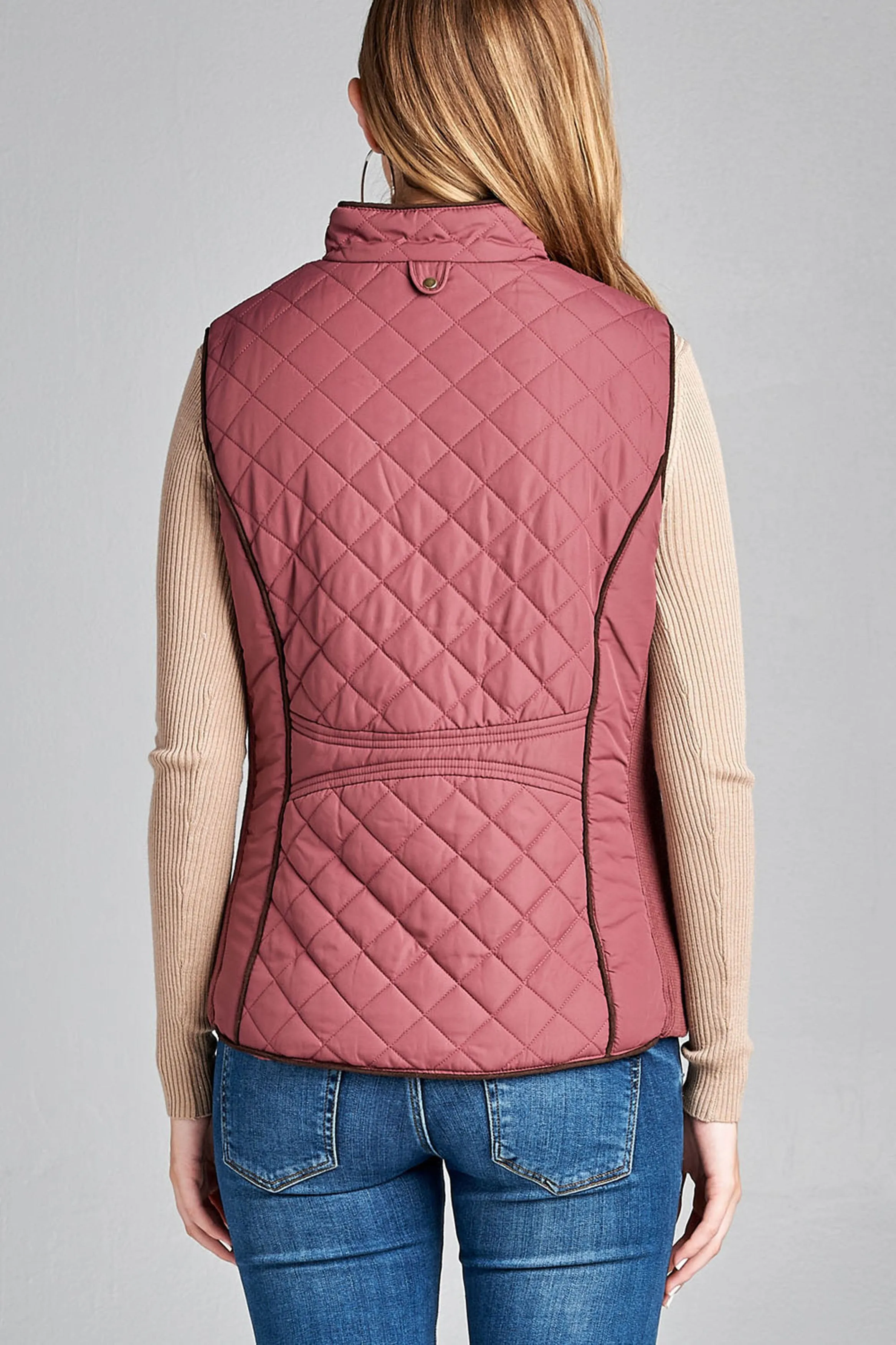Khanomak Women's Faux Shearling Lined Quilted Padding Vest