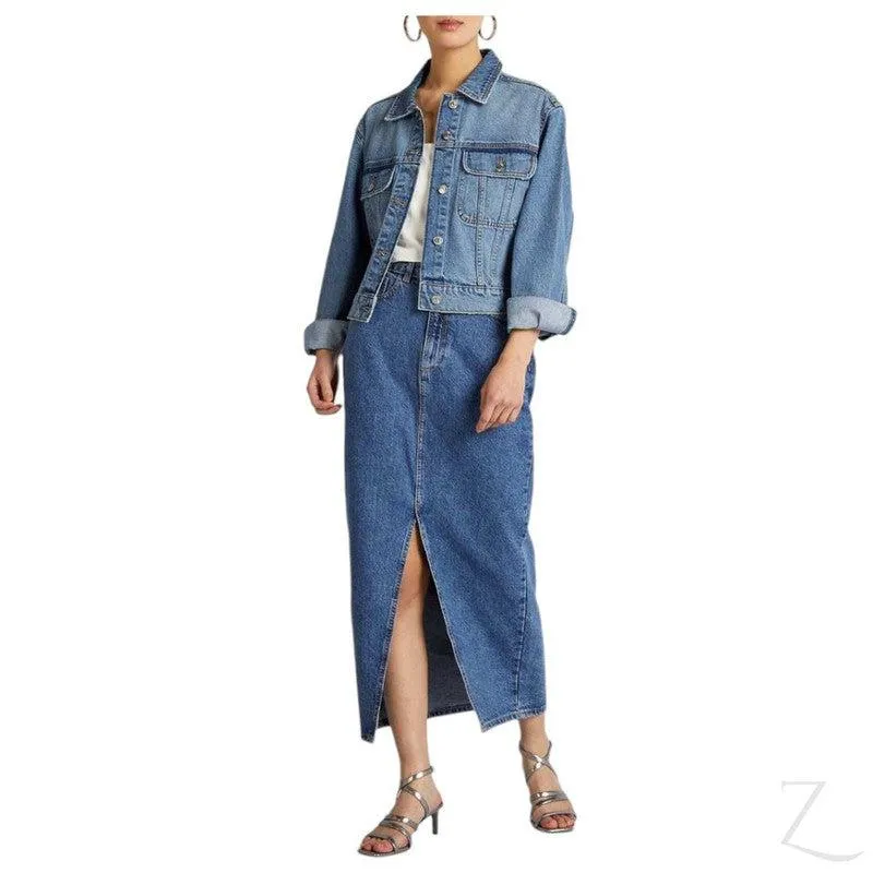 Ladies Super Strong Plain Pencil Denim Skirt | Maxi  | "Mina"