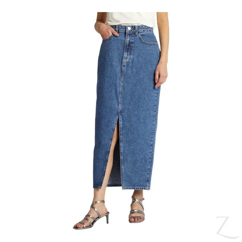Ladies Super Strong Plain Pencil Denim Skirt | Maxi  | "Mina"