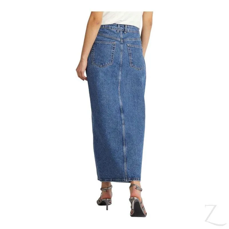 Ladies Super Strong Plain Pencil Denim Skirt | Maxi  | "Mina"
