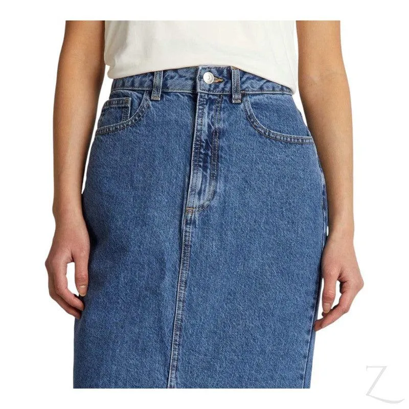 Ladies Super Strong Plain Pencil Denim Skirt | Maxi  | "Mina"