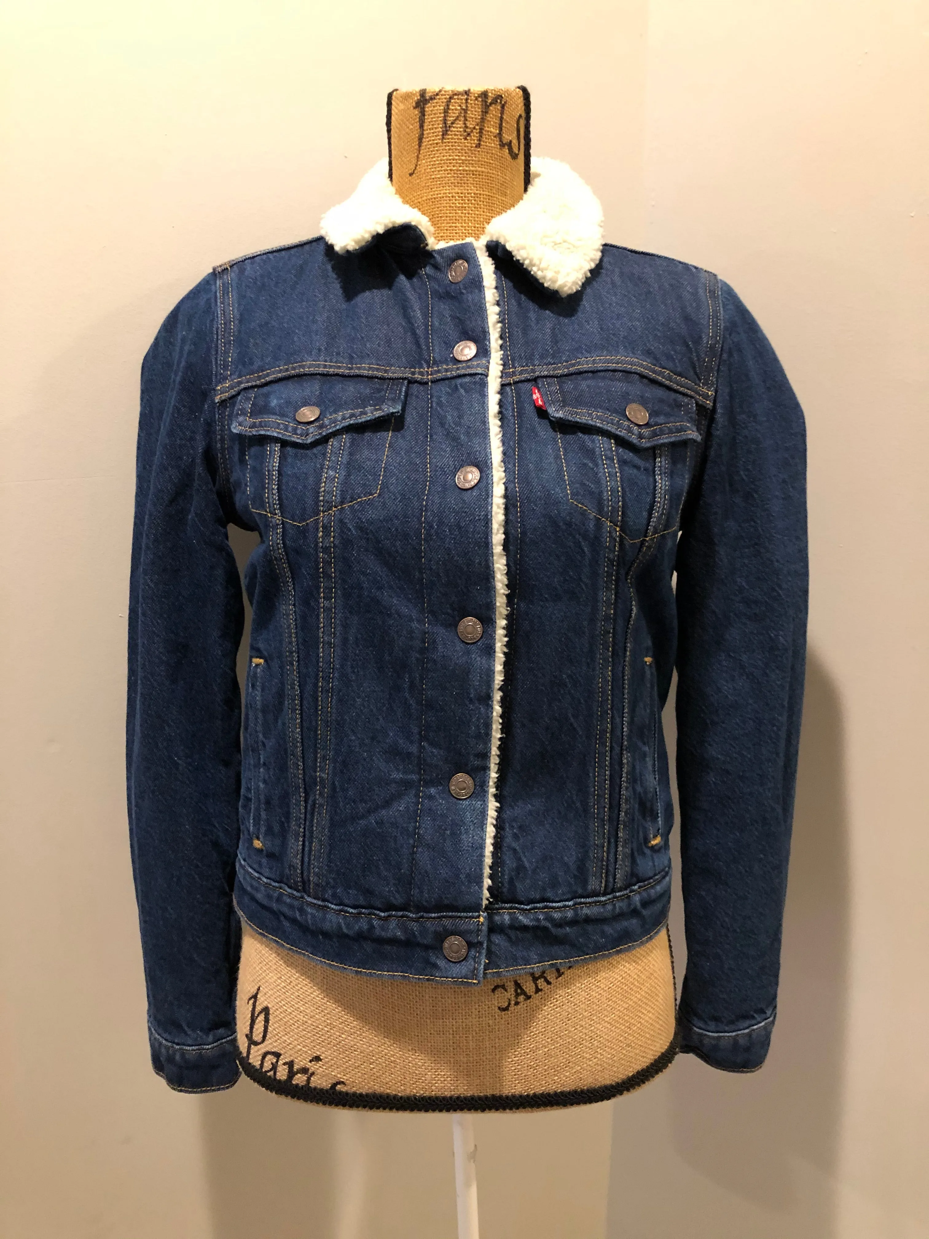 Levi’s Medium Wash Denim Sherpa Trucker Jacket, SOLD