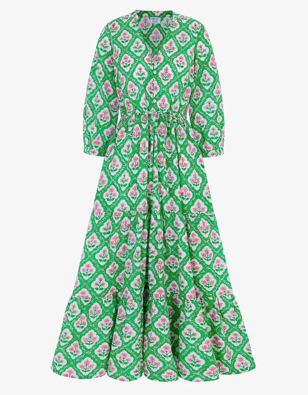 Maria Dress in Emerald Trellis