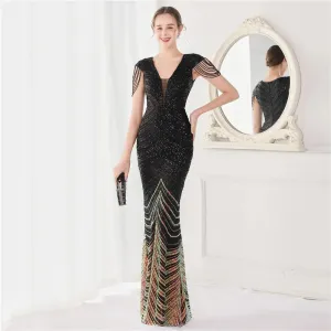 Mermaid Beads Women Long Evening Dress