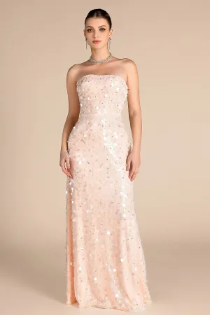 Nishem Off Shoulder Sequin Beaded Dress