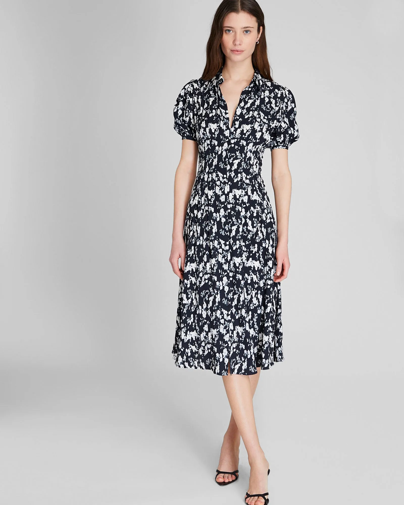 Pintuck Midi Shirt Dress