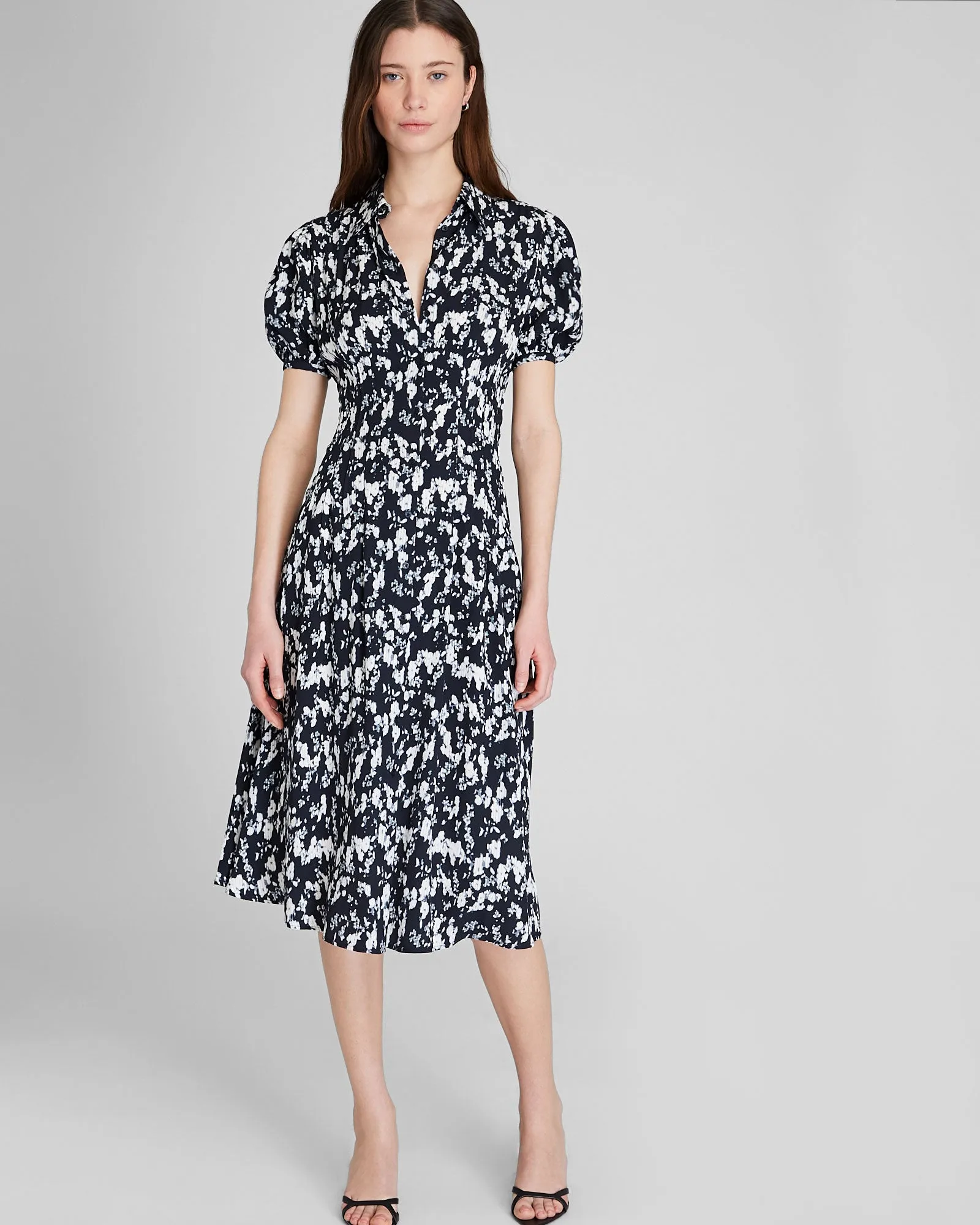 Pintuck Midi Shirt Dress