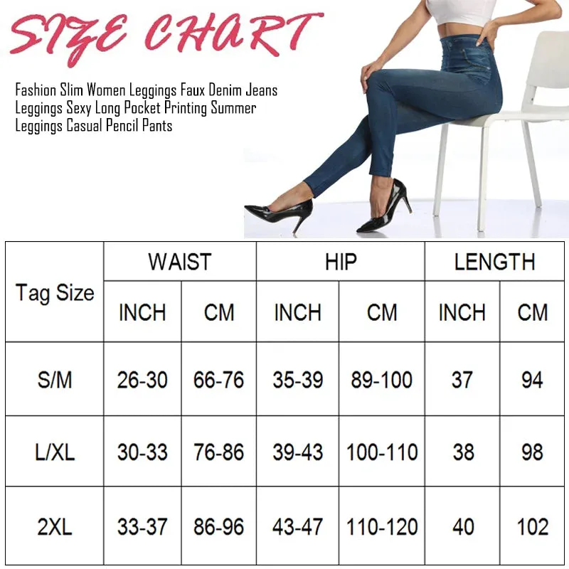 Push Up Seamless High Waist Faux Denim Leggings Women