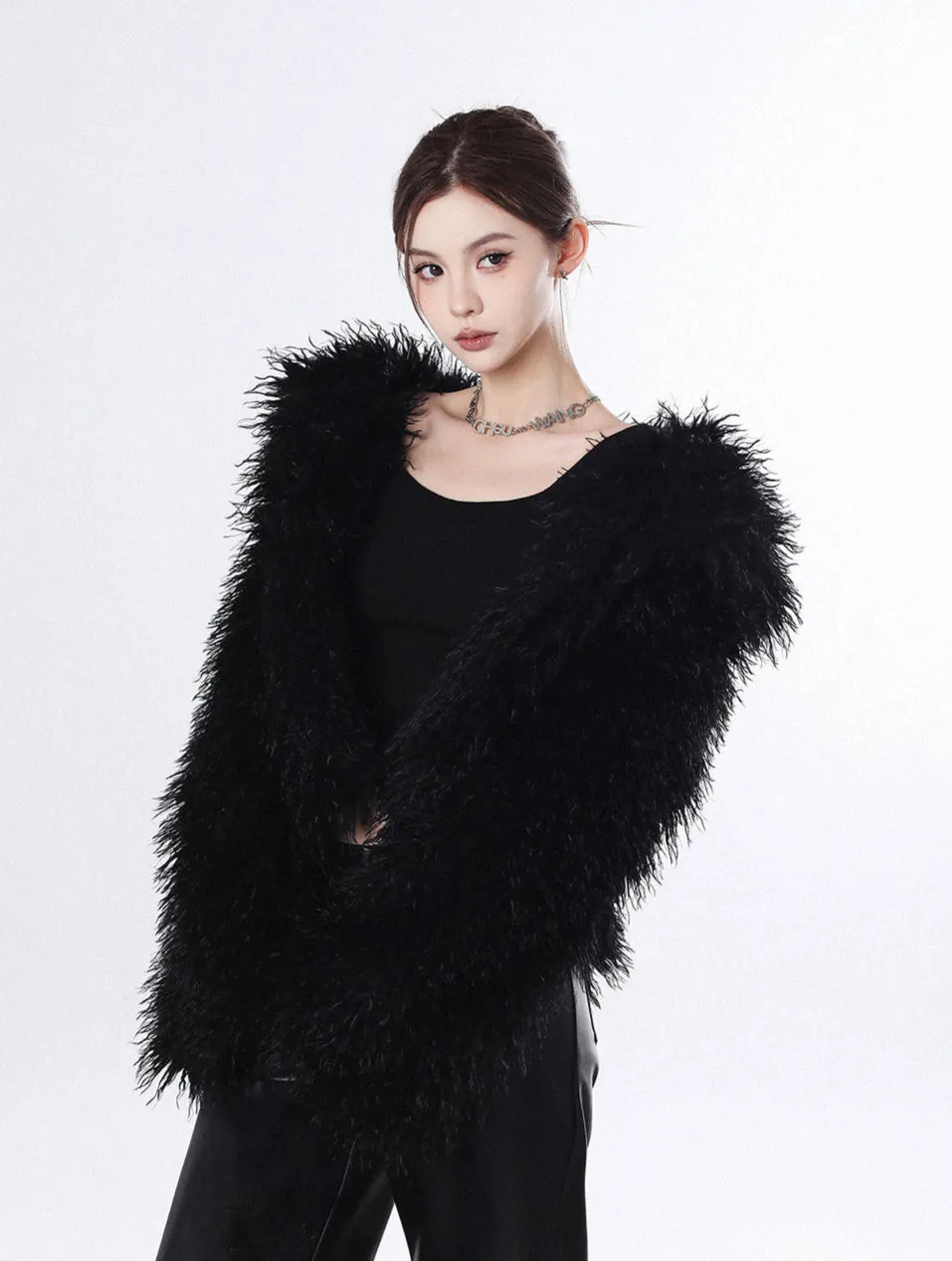 Shaggy Faux Fur Open Front Coat