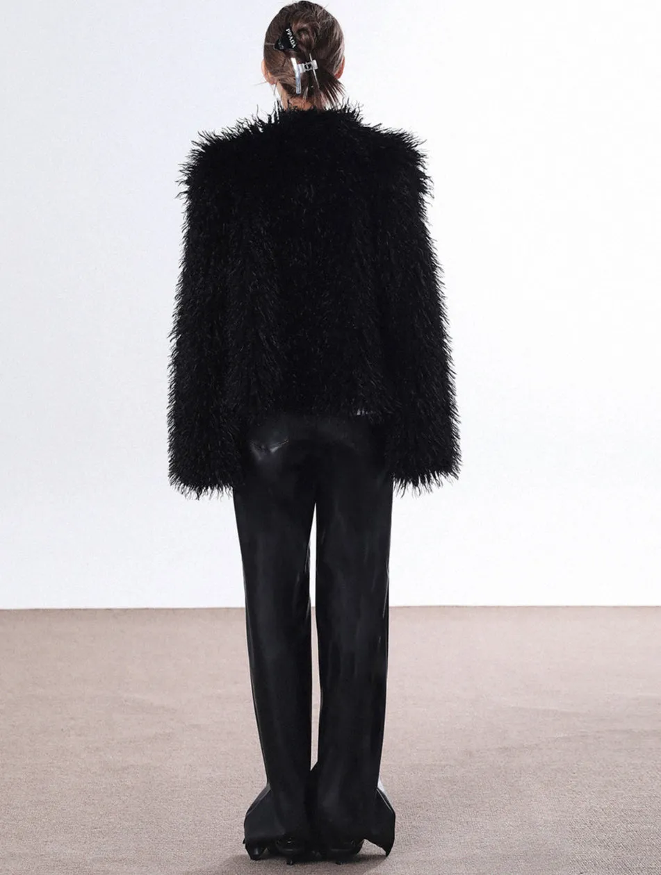 Shaggy Faux Fur Open Front Coat