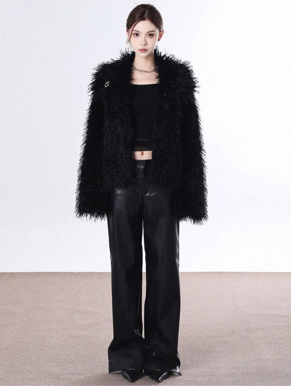 Shaggy Faux Fur Open Front Coat