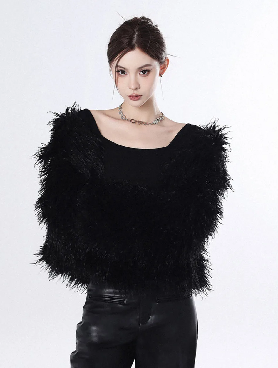 Shaggy Faux Fur Open Front Coat