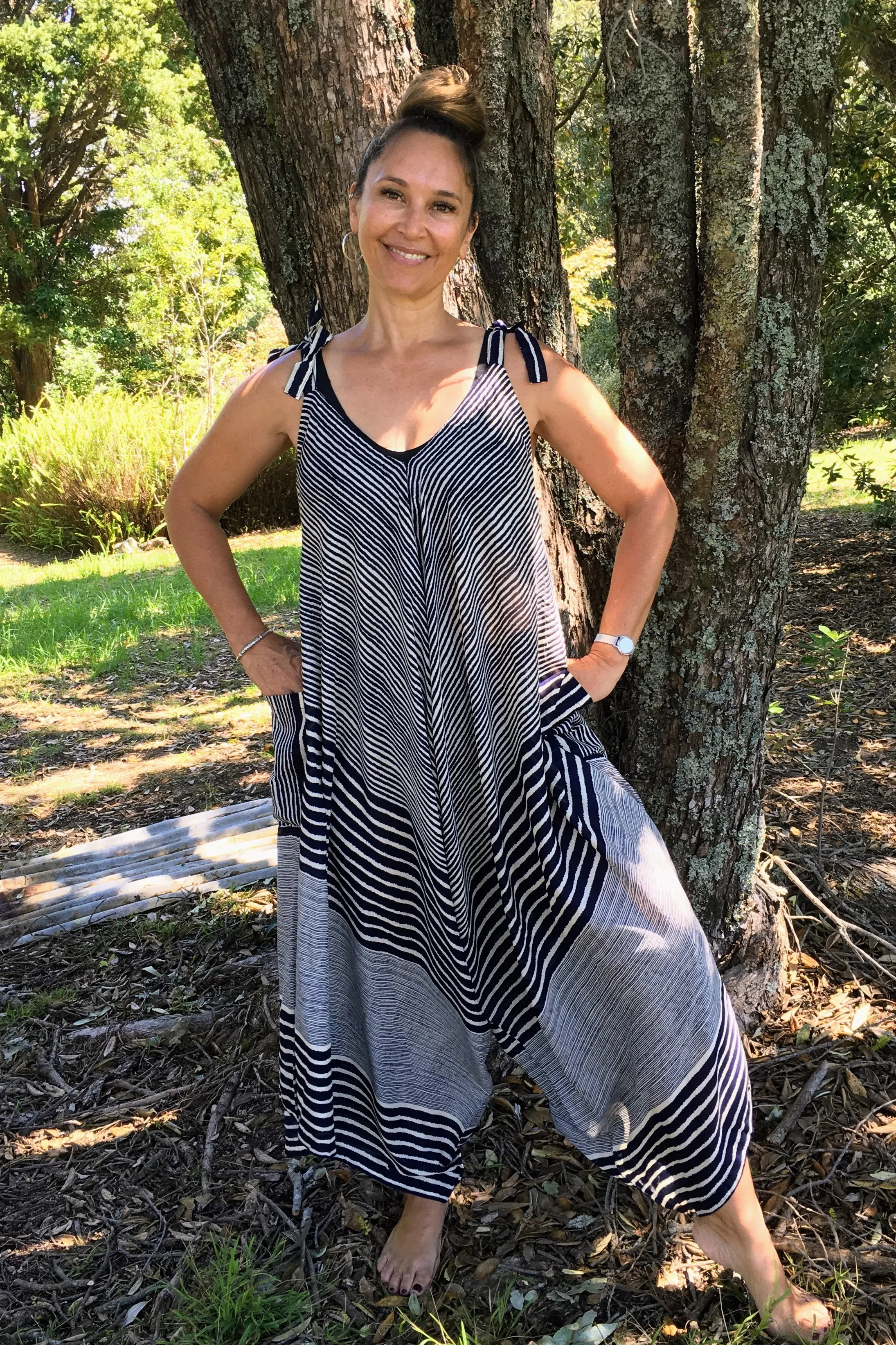 Striped Tie Up Jumpsuit