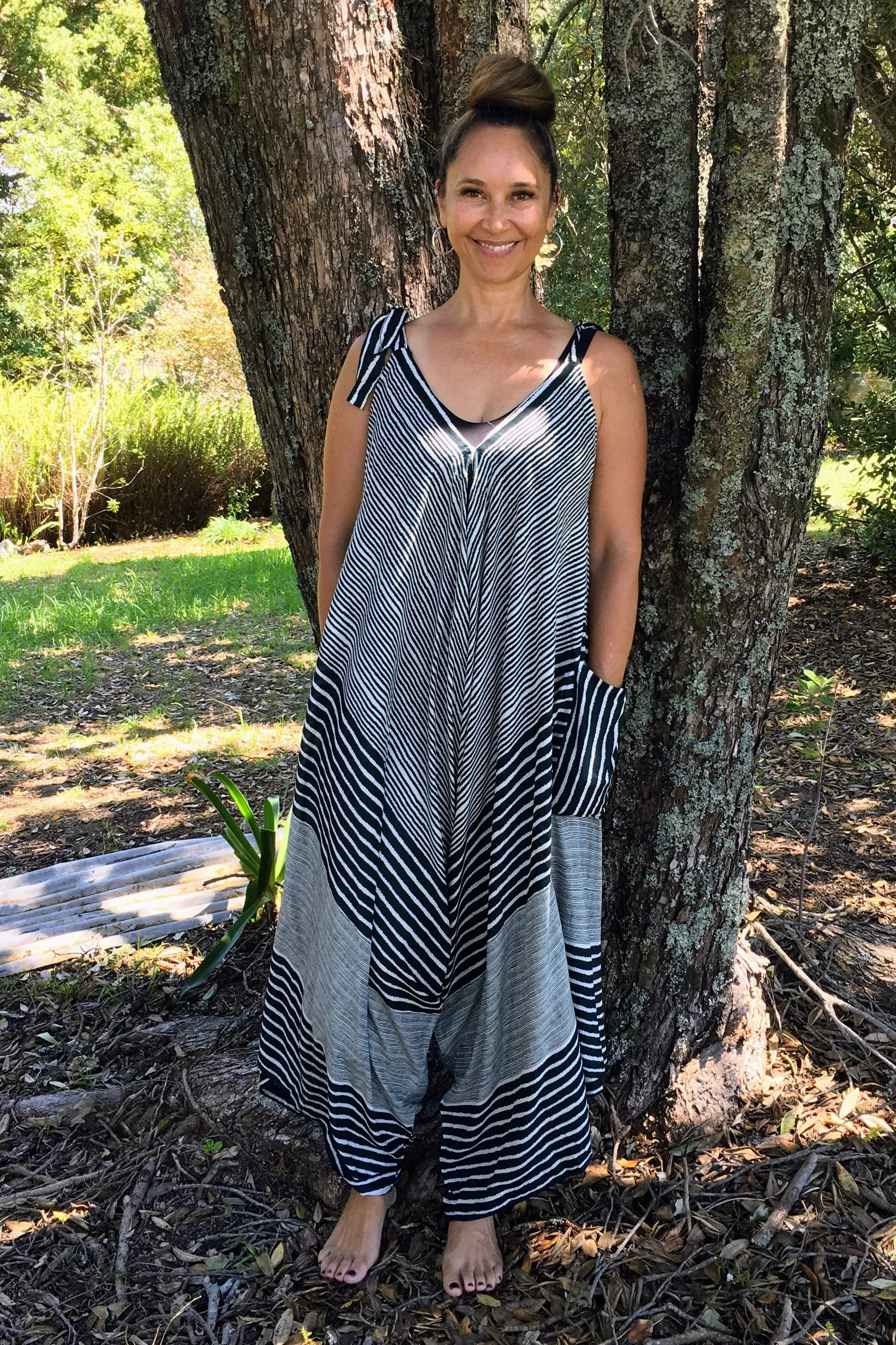 Striped Tie Up Jumpsuit