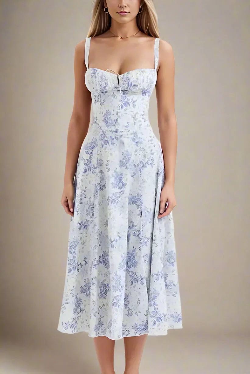 Taylor Bodycon Day Midi Dress - Azure Blue