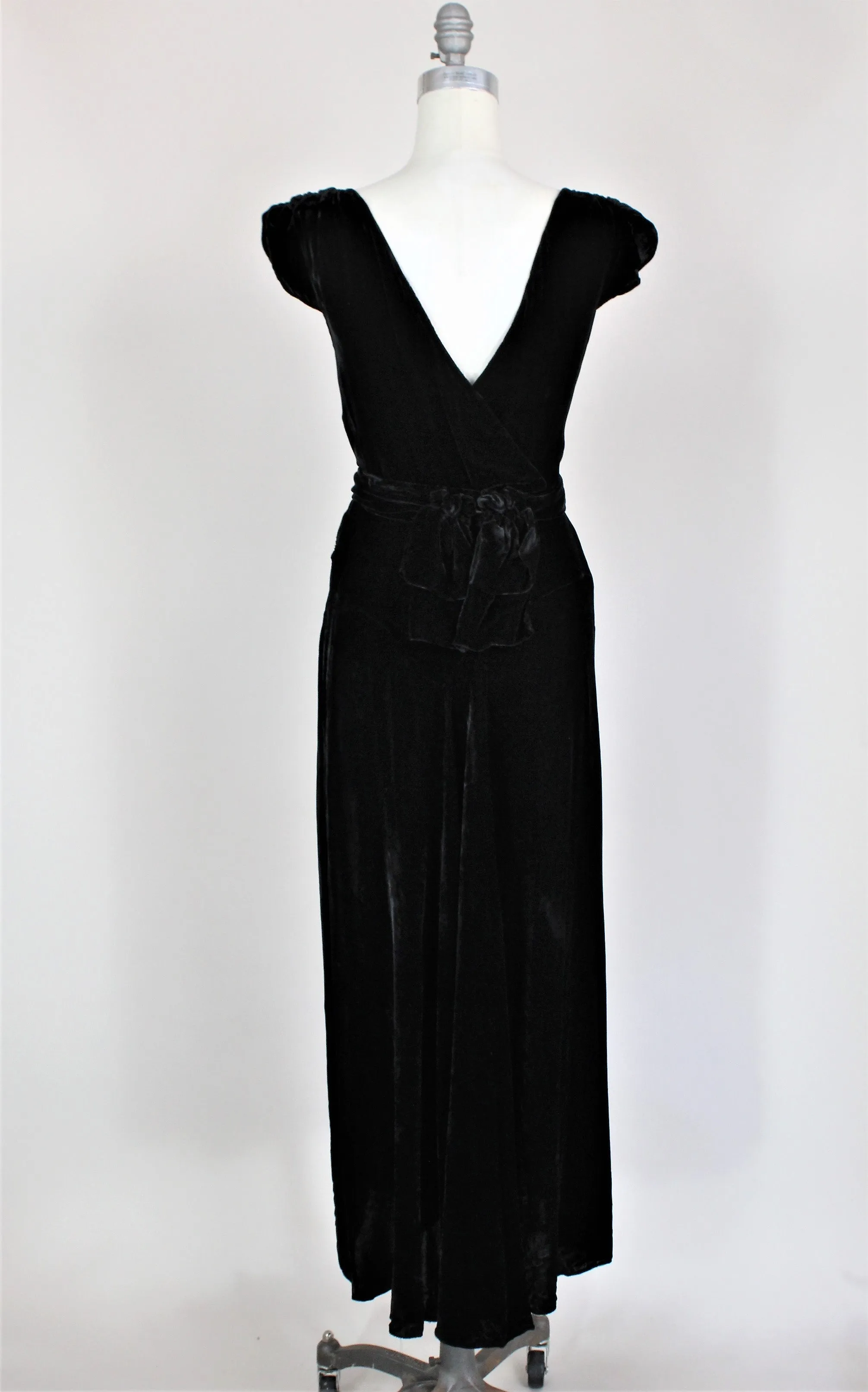 Vintage 1930s Black Silk Velvet Dress From Jays Boston