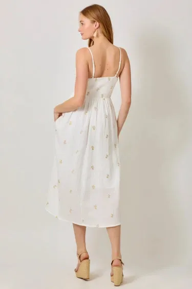 White Gauze Embroidered Sundress