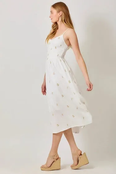 White Gauze Embroidered Sundress