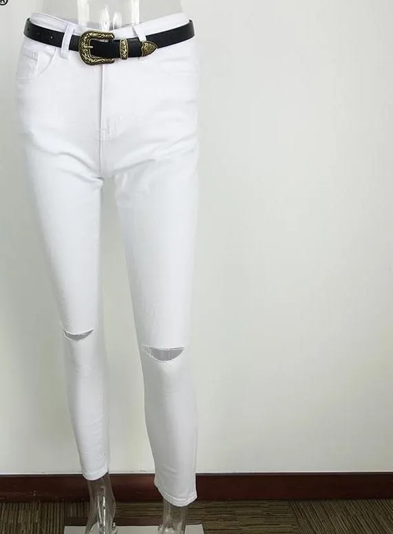 White Ripped Denim Jeans