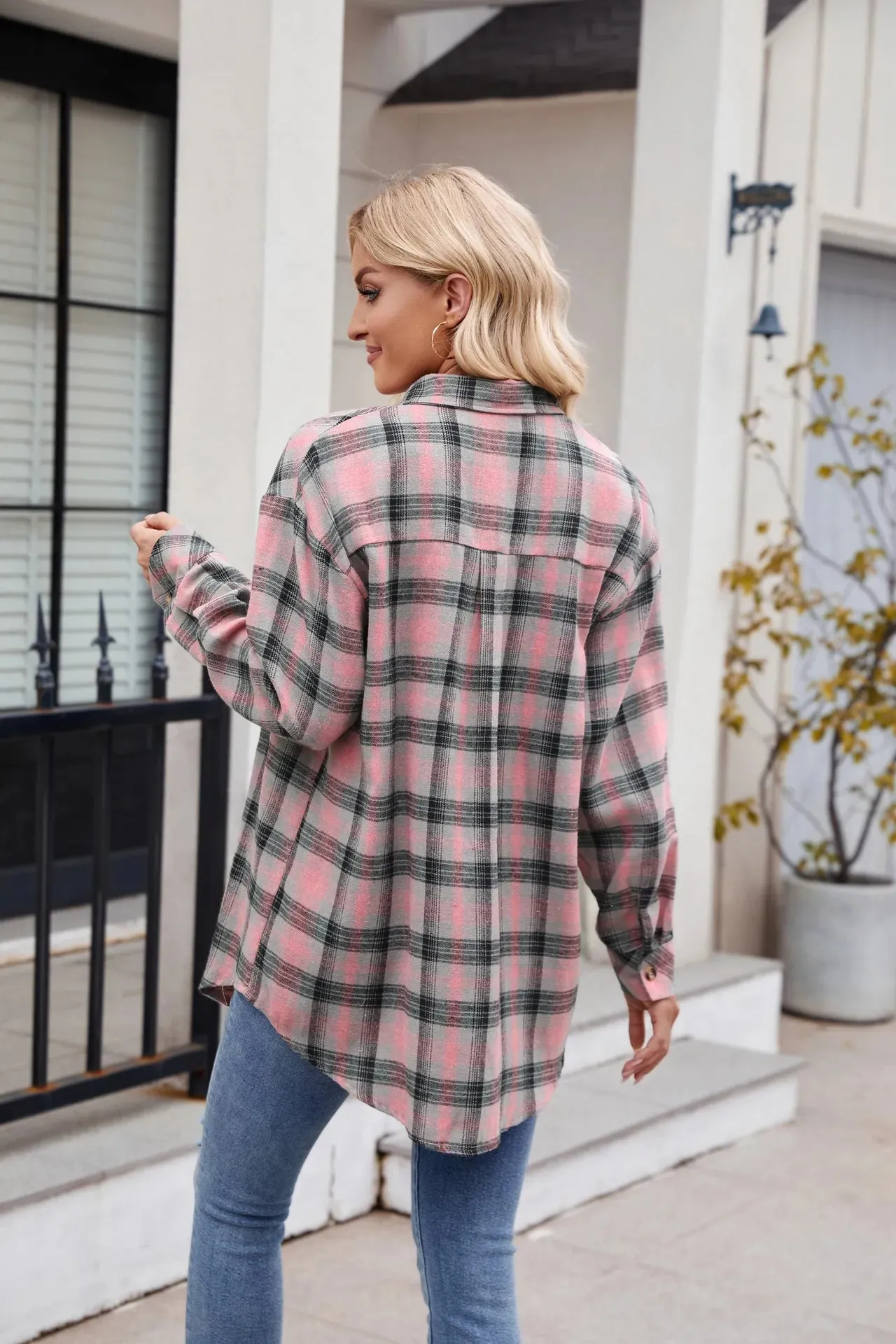 Women's Casual Fashion Hot Girl Loose Plaid Shirt